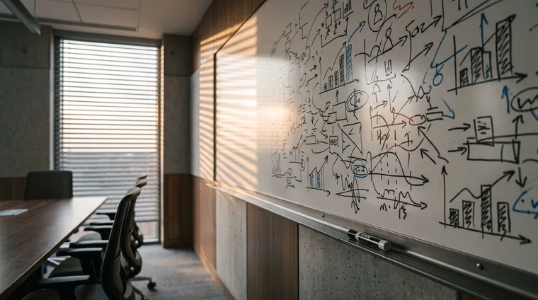 A whiteboard of ideas at dawn