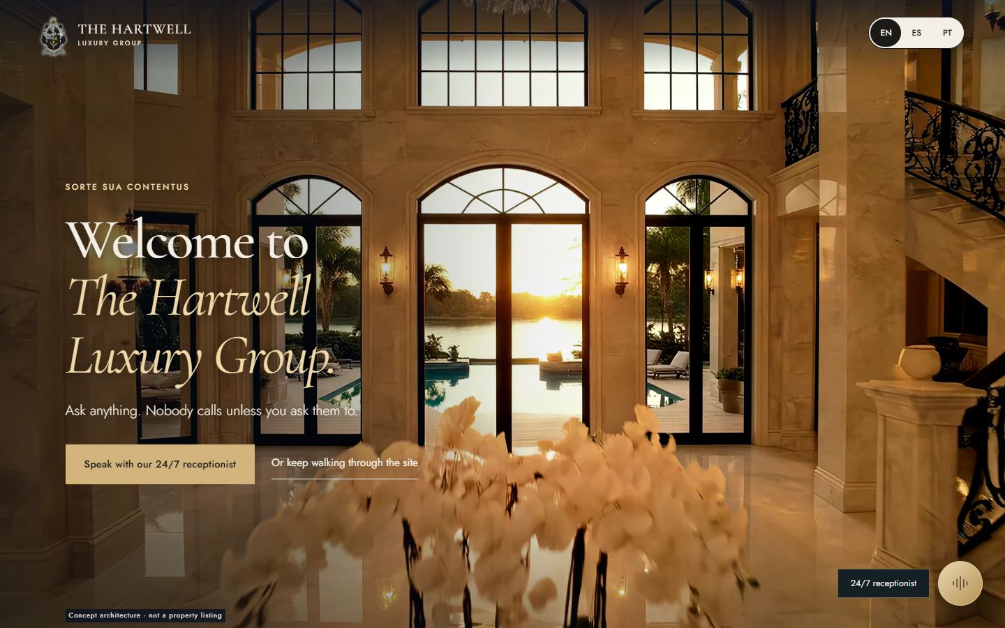 Screenshot of the The Hartwell Luxury Group website, the luxury listing presentation build
