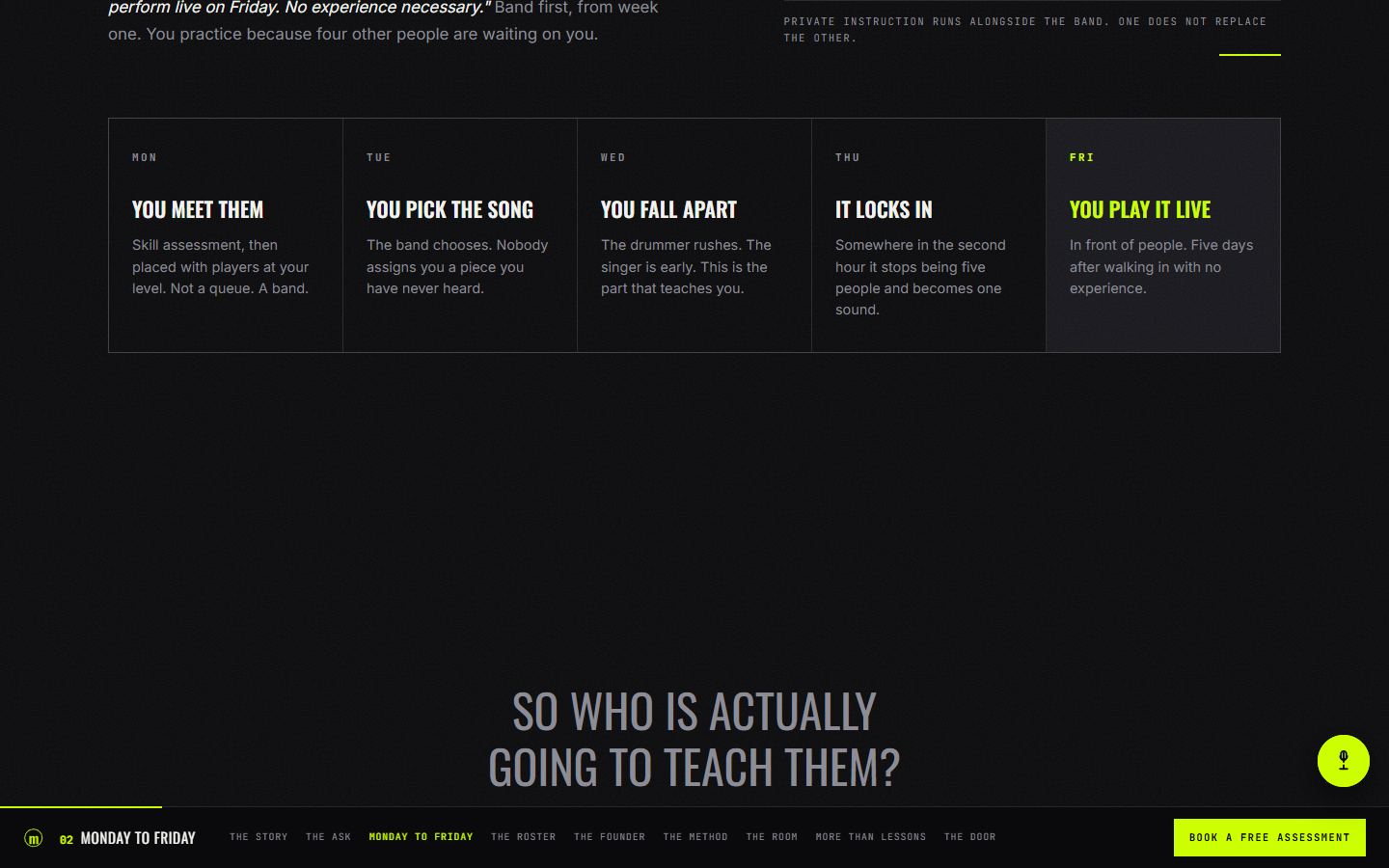 Screenshot of the Musicology Winter Garden website, the narrative scroll cut build